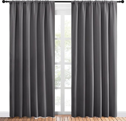 NICETOWN Blackout Curtain Panels for Window - Thermal Insulated Rod Pocket Blackout Drapes/Draperies for Dining Room (2 Panels, W70 x L84 inches, Grey)