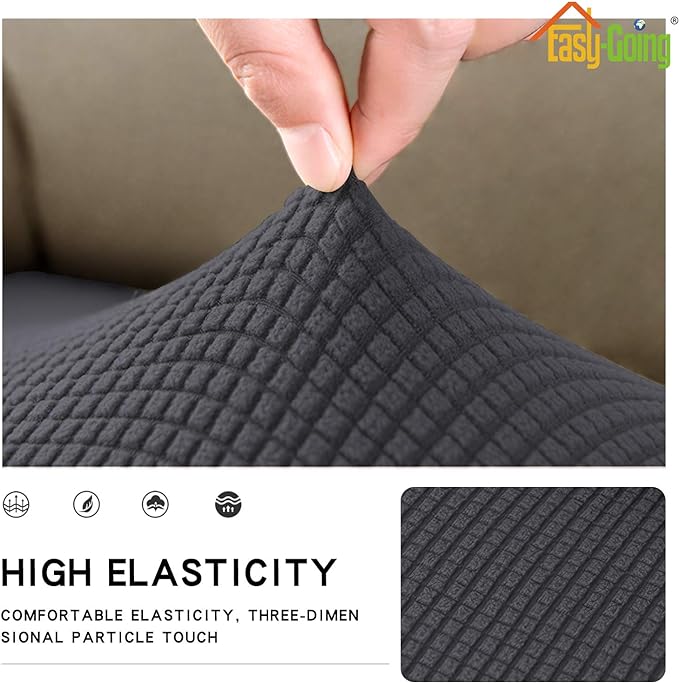 Easy-Going Stretch Cushion Cover Sofa Cushion Furniture Protector Sofa Seat Sofa slipcover Sofa Cover Soft Flexibility with Elastic Bottom(Chair Cushion,Dark Gray)