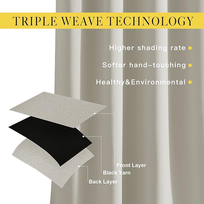NICETOWN Room Darkening Draperies Curtain Panels - Window Treatment Thermal Insulated Solid Grommet Room Darkening Curtains/Panels/Drapes for Bedroom (Natural, Set of 2, 80 by 95 Inch)