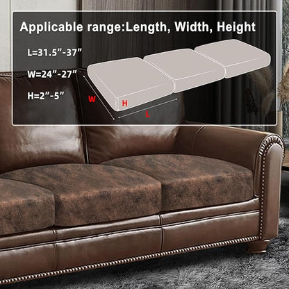 Leather Look Couch Cushion Covers Sofa Seat Slipcovers Sets Couches Furniture Protector for Sectional Armchair Loveseat Pets Kids Stretch Spandex Fabric (3 Cushion XL Sofa, Dark Brown)