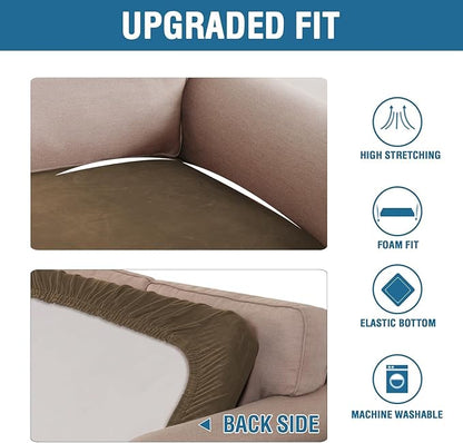 H.VERSAILTEX Velvet Stretch Individual Couch Cushion Cover Plush Cushion Slipcover for Loveseat Sofa Cushion Furniture Protector Seat Cushion Sofa Cover (1 Piece Sofa Cushion Cover, Bronze Brown)