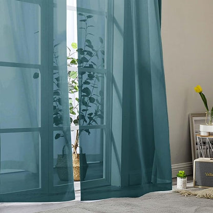 Sheer Dusty Blue Curtains for Bedroom Living Room 54 Inch Length 2 Panels Set, Solid Soft Airy Light Filtering Window Treatments, Modern Rod Pocket Drapes, Dusty Blue, 42" Wx54 L Inches