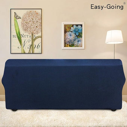 Easy-Going Stretch Oversized Sofa Slipcover 1-Piece Sofa Cover Furniture Protector Couch Soft with Elastic Bottom for Kids, Polyester Spandex Jacquard Fabric Small Checks Navy