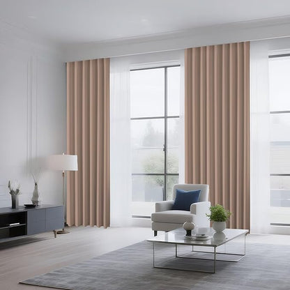 CUCRAF Khaki Blackout Curtains 45 inch Length 2 Panels Set, Rod Pocket Room Darkening Drapes for Bedroom Living Room, Insulated Thermal Light Blocking Window Curtain (W52 x L45 Inch)