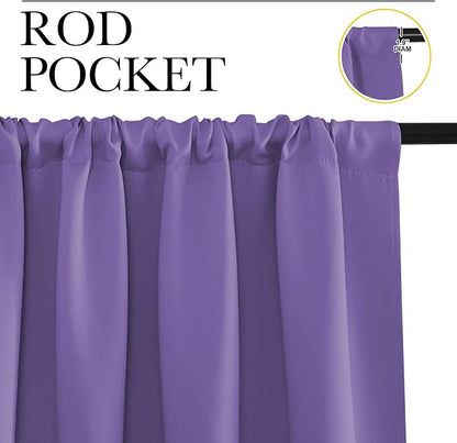 NICETOWN RV Blackout Curtains for Camper Windows, Lilac Purple, 34" x 36", Set of 2, Kitchen Curtains, Short Blackout Drapes, Thermal Insulated Rod Pocket Window Treatment Draperies for Nursery