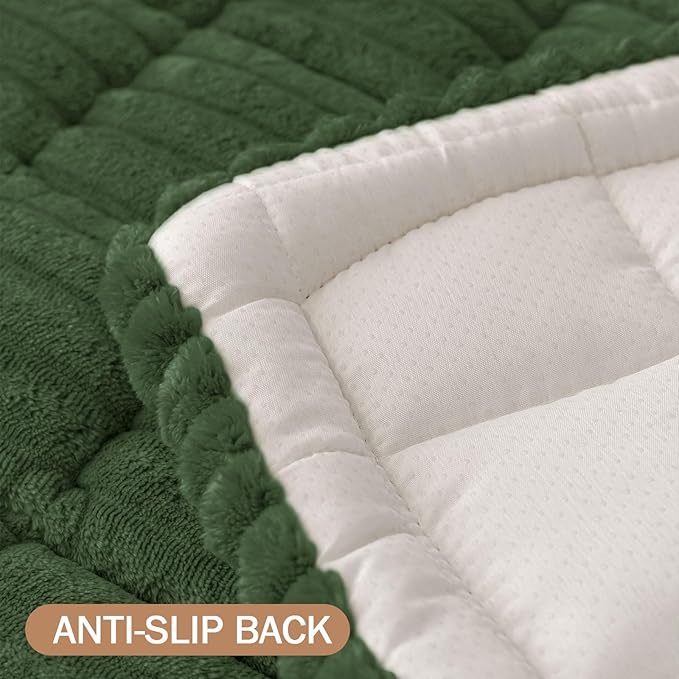 Smiry Couch Cover for Dogs Washable, Non Slip Fuzzy Pet Couch Covers for 3 Cushion Sofa Pet Friendly, Thick Soft Sofa Slipcovers Cushion Protector (Dark Green, 27.6" x 27.6")
