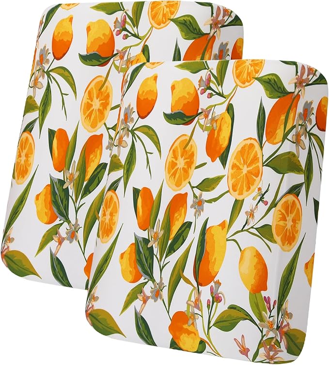 hyha Printed Couch Cushion Covers, Floral Sofa Covers Washable for 2 Cushion Couch, Stretch Pattern Outdoor Cushion Covers for Patio Furniture with Elastic Bottom(2 Packs, Lemon)