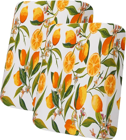 hyha Printed Couch Cushion Covers, Floral Sofa Covers Washable for 2 Cushion Couch, Stretch Pattern Outdoor Cushion Covers for Patio Furniture with Elastic Bottom(2 Packs, Lemon)