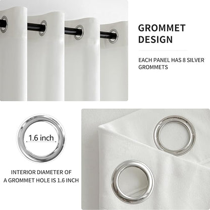 MIULEE Velvet Curtains Pure White Elegant Grommet Curtains Thermal Insulated Soundproof Room Darkening Curtains/Drapes for Classical Living Room Bedroom Decor 52 x 84 Inch Set of 2