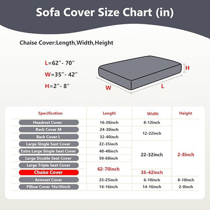 Couch Cushion Covers for Sofa Couch Covers Wear-Resistant Universal Sofa Cover Washable Stretch for Sectional Slipcovers (Texture-Gray,Chaise Cover)