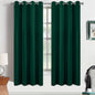 Yakamok 63 Inch Long Dark Green Blackout Curtains Room Darkening Thermal Insulated with Grommet Blackout Drapes for Bedroom, 52Wx63L inch, 2 Panels