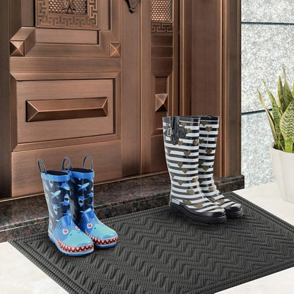Mibao Front Door Mat, Dirt Trapper Welcome Mat for Outdoor Indoor, Non-Slip Waterproof Doormat, Durable Machine Washable Low Profile Entry Rug for Back Door Outside Patio, 24" x 36", Gray Wave