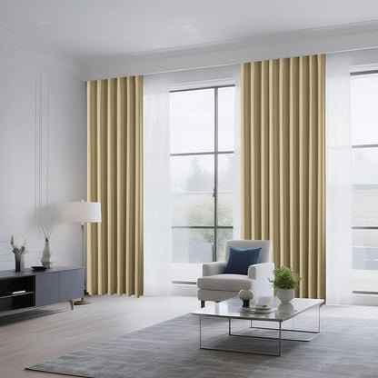 CUCRAF Beige Blackout Curtains 45 inch Length 2 Panels Set, Rod Pocket Room Darkening Drapes for Bedroom Living Room, Insulated Thermal Light Blocking Window Curtain (W52 x L45 Inch)