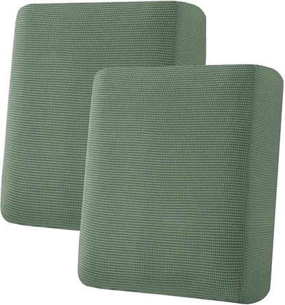 H.VERSAILTEX Super Stretch Individual Seat Cushion Covers Sofa Covers Couch Cushion Covers Slipcover Sets Thick Jacquard Textured Twill Fabric (2 Piece Medium Sofa Cushion Covers, Loden Frost)