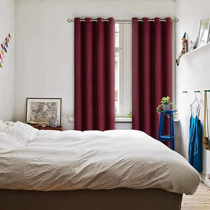 BGment Blackout Curtains for Living Room - Grommet Thermal Insulated Room Darkening Curtains for Bedroom, 2 Panels of 52 x 95 Inch, Burgundy