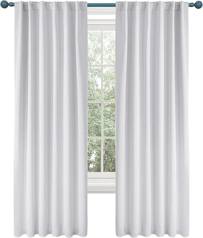 Deconovo Blackout Curtains Back Tab and Rod Pocket Thermal Insulated Curtain Penels for Sliding Door 52Wx108L Inch Greyish White 2 Panels