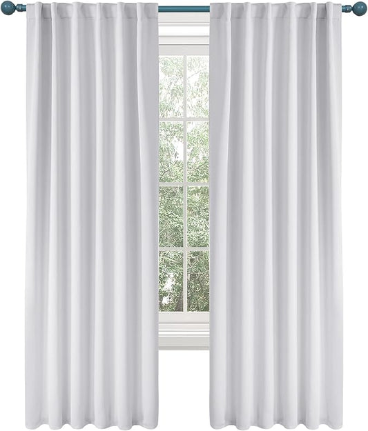 Deconovo Blackout Curtains Back Tab and Rod Pocket Thermal Insulated Curtain Penels for Sliding Door 52Wx108L Inch Greyish White 2 Panels