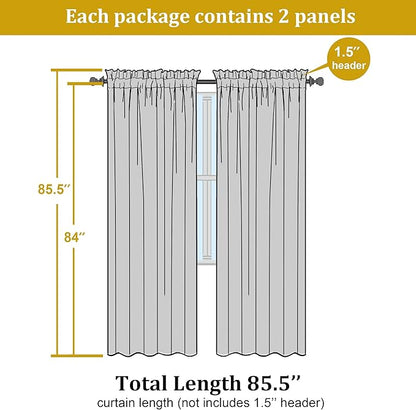 OWENIE Lime Sheer Curtains 84 Inches Long for 2 Panels Set, Solid Light Filtering Voile Sheer Curtains for Living Room Bedroom, Modern Rod Pocket Lime Curtain, 2 Pcs Total 84 Width 84 Long