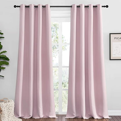 NICETOWN Baby Pink Blackout Curtains 120 inches Length for Living Room, 2 Panels, 55" Wide, Thermal Insulated Long Drapes for Large Window