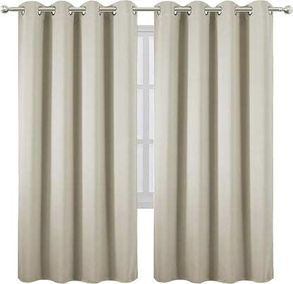 LEMOMO Light Beige Thermal Blackout Curtains/52 x 72 Inch/Set of 2 Panels Room Darkening Curtains
