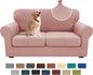 XINEAGE New 3 Pieces Couch Covers for 2 Cushion Sofa Super Stretch Loveseat Slipcover Pet Dog Universal Slip Cover Anti Slip Love Seat Furniture Protector (Dusty Pink, 55"-69")