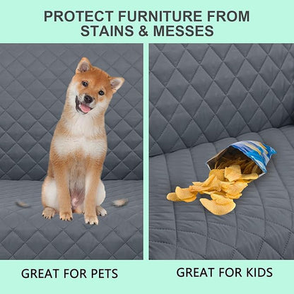 Reversible Sofa Covers Couch Cover Furniture Protector for Dogs Elastic Straps Water Resistant(Sofa,Dark Blue/Dark Blue)