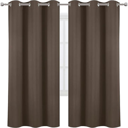 LEMOMO Chocolate Brown Thermal Blackout Curtains/42 x 72 Inch/Set of 2 Panels Room Darkening Curtains for Bedroom