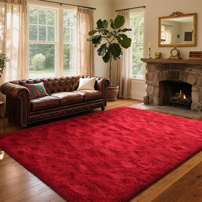 8x10 Ft Extra Large Shag Rugs for Living Room, Ultra Soft Fluffy Furry Area Rugs for Bedroom Indoor Floor, Aesthetic Carpet for Kids Home Decor (Red)