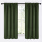NICETOWN Dark Green Blackout Cafe Satin Curtains for Small Windows, 42" Wide by 63" Long, 2 Panels, Rod Pocket Noise Reducing Faux Silk Blackout Drapes for Dining Room