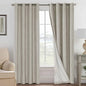 H.VERSAILTEX Linen Blackout Curtains 96 Inches, 100% Absolutely Blackout Thermal Insulated Textured Linen Look Curtain Draperies Anti-Rust Grommet with White Liner, 2 Panels, Stone