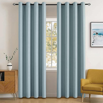 MIULEE Blackout Room Darkening Curtains Thermal Insulated Drapes Solid Window Treatment Set Grommet Top Light Blocking Curtain for Living Room/Bedroom 2 Panels 52 x 84 inch Length Slate Blue