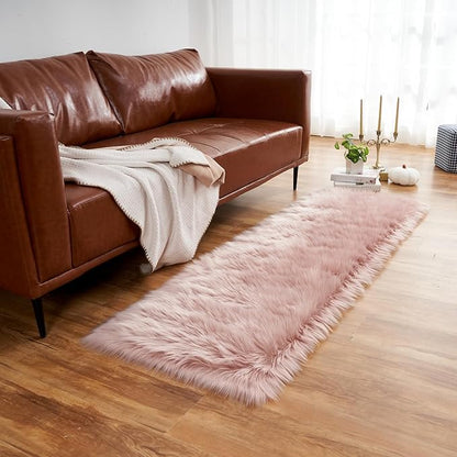 Arbosofe Ultra Soft Faux Fur Rug, Area Rugs, Pink Fluffy Shaggy Fur Rug for Bedroom & Living Room, Kids Room Decor, 2 x 6 Feet Rectangular