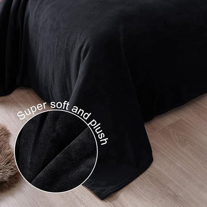 Exclusivo Mezcla Fleece Blanket Twin Size for Bed, Super Soft and Warm, All Season, Cozy, Plush, Lightweight, 90x66 Inches, Black