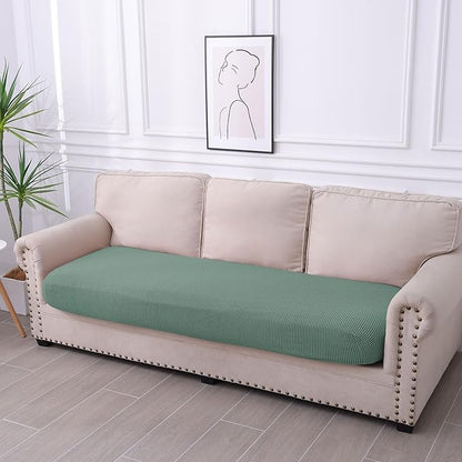 hyha Waterproof Couch Cushion Covers for Pets, Non Slip Sofa Seat Cover for Dogs Washable, Soft Thick Stretch Jacquard Fabric, Sofa Slipcovers with Elastic Bottom (1 Piece for Large, Green)
