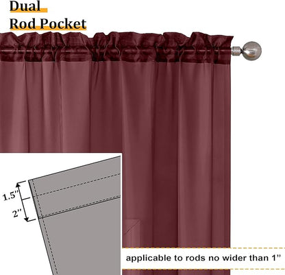 Aiyufeng Sheer Window Curtain Panels 90 Inch Long 2 Pieces, Voile Top Dual Rod Pocket Breathable Fashion Drapes Window Treatment for Wedding Ceremony/Bedroom/Living Room, 42W x 90L inches, Burgundy
