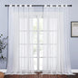 NICETOWN Living Room Sheer Curtains Extra Long 108" L, Eyelet Top Voile Textured Hazy Sheer Panels Window Drapes with Light Penetration for Villa, Ivory, 2 Panels=140" Wide