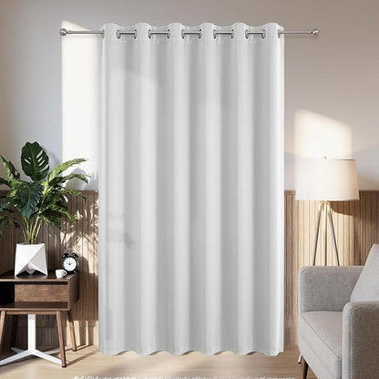 Joydeco Blackout Patio Sliding Door Curtains 96 Inches Long, Grommet Privacy Room Divider Curtains, Extra Wide Thermal Blackout Drapes for Bedroom Living Room (Greyish White, 80Wx96L, 1 Panel)