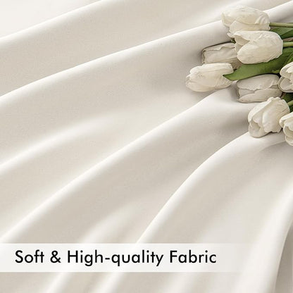 MIULEE Ivory Back Tab Blackout Curtains 84 Inch Length 2 Panels Set for Living Room Bedroom Privacy, Rod Pocket/Pinch Pleat Thermal Insulated Room Darkening Pleated Light Blocking Drapes