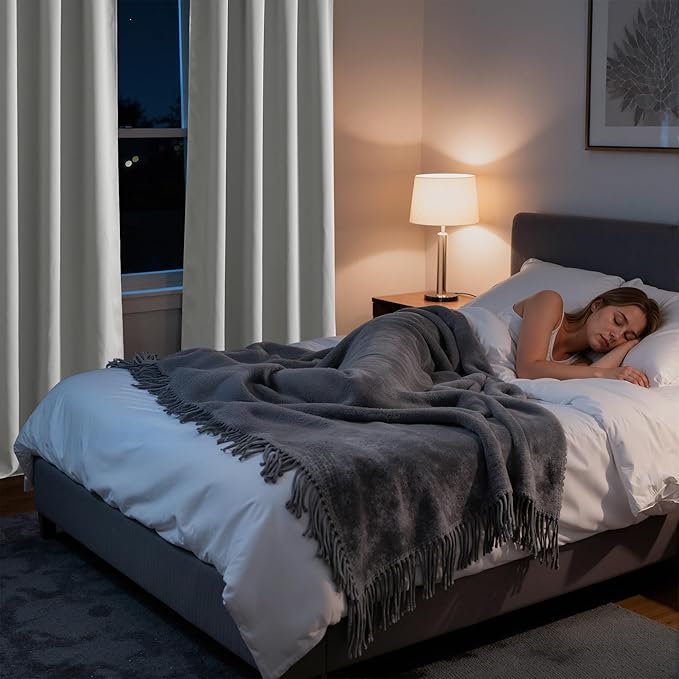 RYB HOME Bedroom Blackout Curtains 80 inches Long, 100% Blackout Thermal Insulated Noise Reducing Curtains for Living Room Nursury, 42 inches Wide by 80 inches Long, Silver Grey