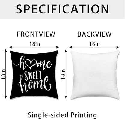 Hexagram Geometric Black Pillow Covers 18x18 Set of 4, Decorative Outdoor Boho Modern Throw Pillow Covers, Home Sweet Home Farmhouse Cushion Case for Couch Sofa Bedroom Indoor Decor(No Insert)
