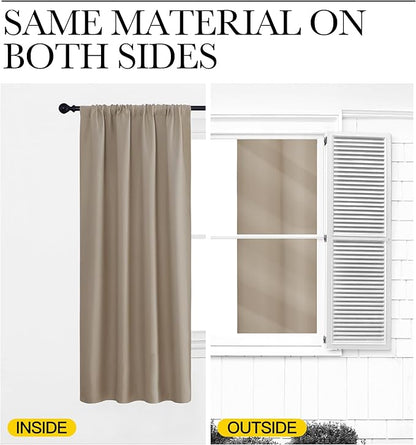 NICETOWN Blackout Curtains for Living Curtains, Taupe, 2 Panels, 29 by 30, Room Darkening Window Curtain Panels, Easy-Care Solid Thermal Insulated Draperies/Drapes for Daughter Room