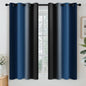 Yakamok Blackout Ombre Dark Blue and Black Curtains for Bedroom, Gradient Room Darkening Curtains, Grommet Thermal Insulated Light Blocking Window Drapes/Curtain for Living Room,52 x 54 Inch,2 Panels