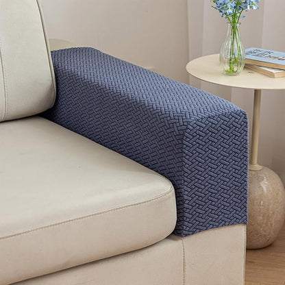 2Pcs Couch Arm Covers, Armrest Cover for Sofa, Sofa Arms Covers Washable Arms with Twist Pins Soft,Skin-Friendly for Pets (Texture Metal Gray, Armrest Cover)