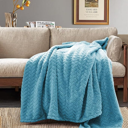 inhand Blue Throw Blanket, Super Soft Flannel Cozy Blankets & Throw for Adults, Lightweight Fuzzy Blanket, Warm Plush Blankets for All Season 50×60 Inches