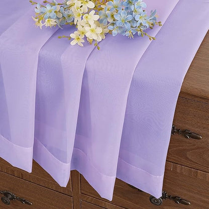 Lavender Sheer Curtains Tier 30 Inches Length 2 Panels, Light Filtering Lightweight Soft Window Treatments Drapes, Cute Elegant Cafe Curtains for Nursery, Dual Rod Pocket, 2x42Wx30L Inches
