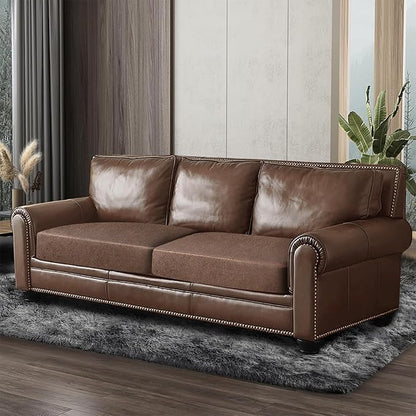 Leather Look Couch Cushion Covers Sofa Seat Slipcovers Sets Couches Furniture Protector for Sectional Armchair Loveseat Pets Kids Stretch Spandex Fabric (2 Cushion Sofa, Brown)