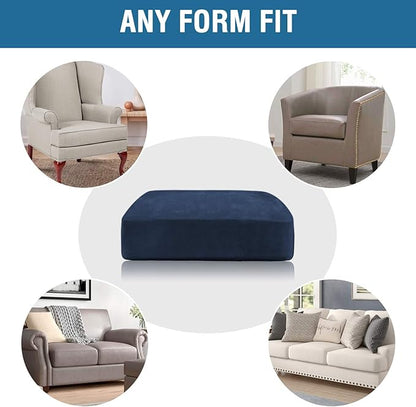 H.VERSAILTEX Velvet Stretch Couch Cushion Cover Plush Cushion Slipcover for Chair Loveseat Sofa Cushion Furniture Protector Seat Cushion Sofa Cover (3 Piece Sofa Cushion Covers, Navy)