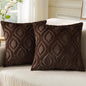 decorUhome Throw Pillow Covers 16x16 Inch Set of 2, Soft Plush Faux Wool Dark Brown Solid Couch Pillow Covers, Accent Farmhouse Neutral Square Pillow Cases for Sofa Bed Living Room