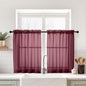 Burgundy Small Sheer Curtains 2 Panels Set, Kitchen Curtains 36 Inch Length, Elegant Light Filtering Short Window Drapes for Living Room Bedroom, Dual Rod Pocket Design, 2x42Wx36L Inches