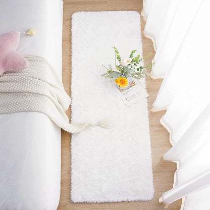Chicrug Soft Runner Rug for Bedroom Living Room Plush Fluffy Rug 2x10 Feet, Shag Furry Runner Carpet Non Shedding for Nursery Children Kids Girls Room Home Decorative, Cream